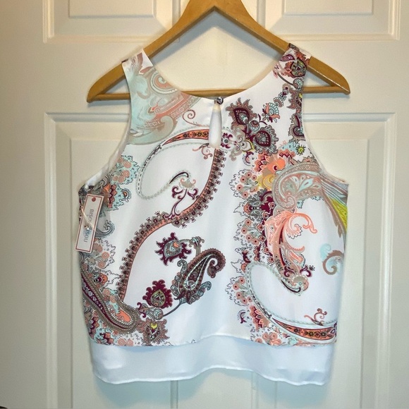 Bisou Bisou Michelle Bohbot Sz S Boho Paisley Print Sleeveless Top NWT - Picture 2 of 11